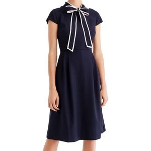 J. Crew Navy Tie-Neck Dress 365 Crepe J2557 (Size 4)